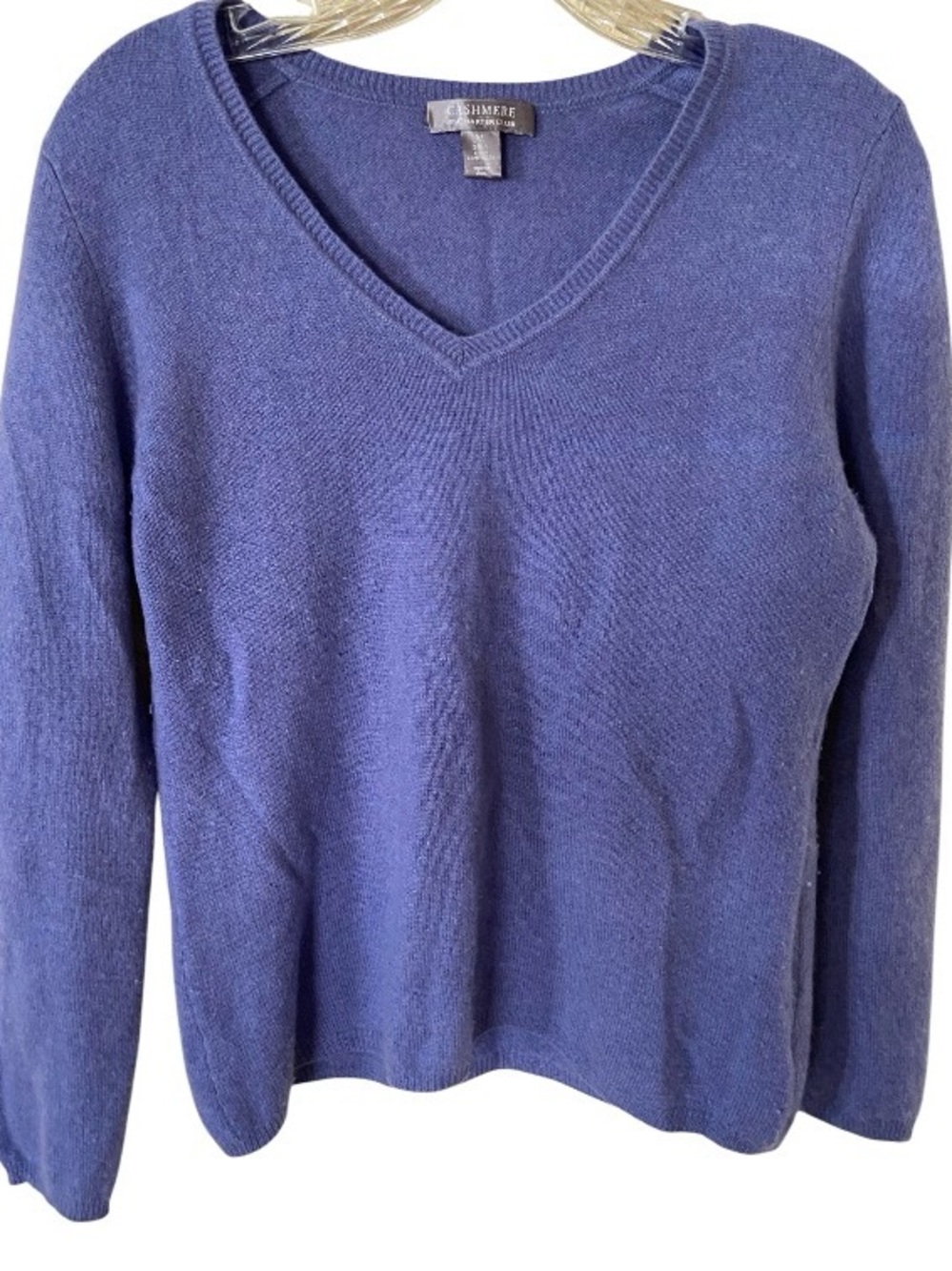 Charter Club 2 ply Cashmere Women's V-Neck Sweater in Periwinkle size M